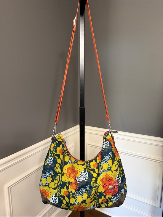 Haiku Handbags - Haiku Yellow & Orange Floral Crescent Shoulder Bag